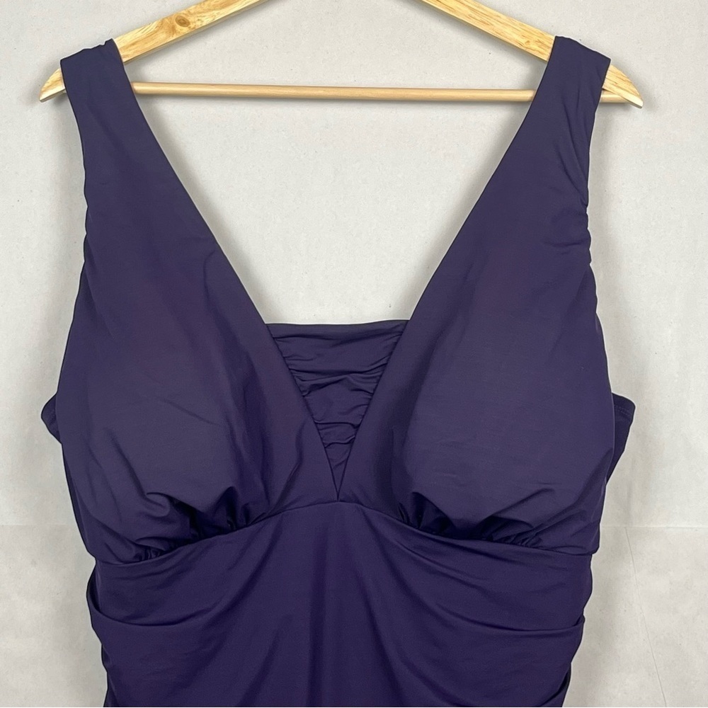 Lands End Women's SlenderSuit Grecian Low Leg 1 Piece Swimsuit, Blackberry, 20W - Picture 4 of 10